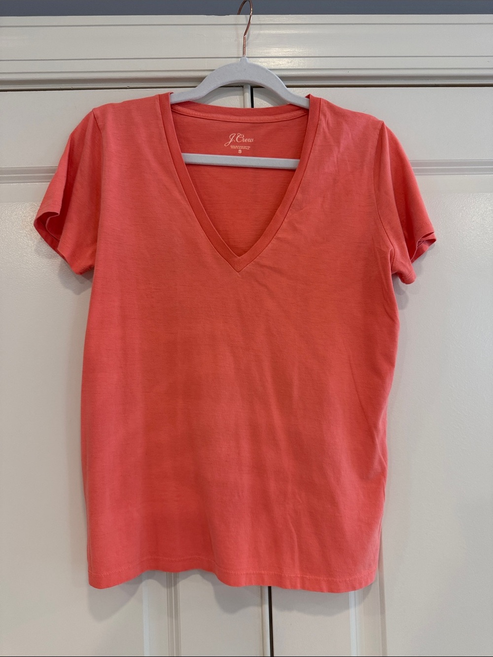 J. Crew Short Sleeve V-Neck Tee in Coral